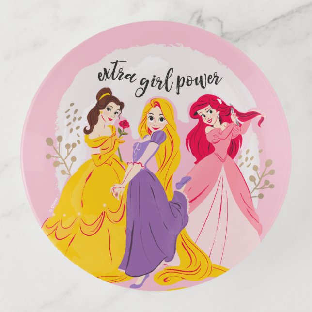 Belle, Rapnuzel, Ariel "Extra Girl Power" Trinket Tray (Front)
