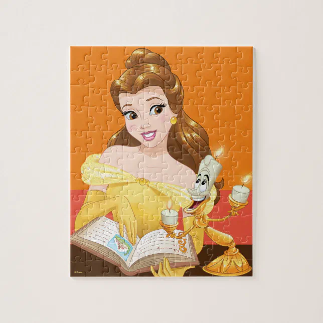 Belle Reading a Book with Pierre Jigsaw Puzzle (Vertical)