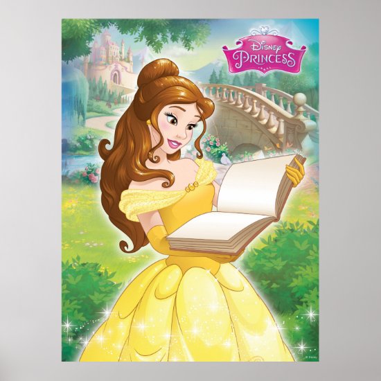 Belle Reading in Garden Poster