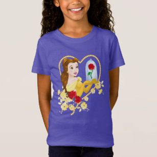 Beauty And The Beast Belle Youth Flower Tee Shirt Purple 