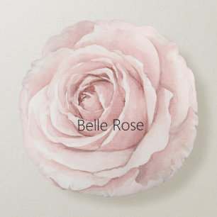 Belle Rose Beautiful Pink Flower Round Pillow