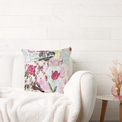 Belle Rose Pink Throw Pillow