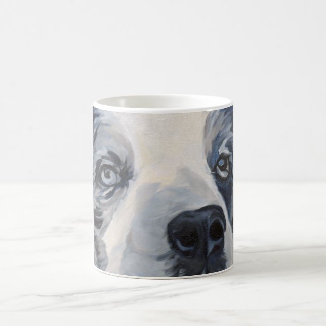 Belle the Blue Merle Border Collie Portrait Mug (Center)
