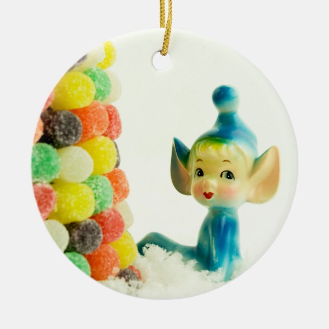 Belle the Pixie Elf Ceramic Ornament (Front)