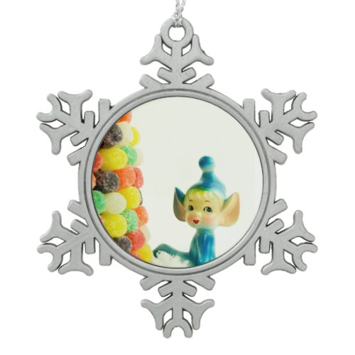 Belle the Pixie Elf Snowflake Pewter Christmas Ornament