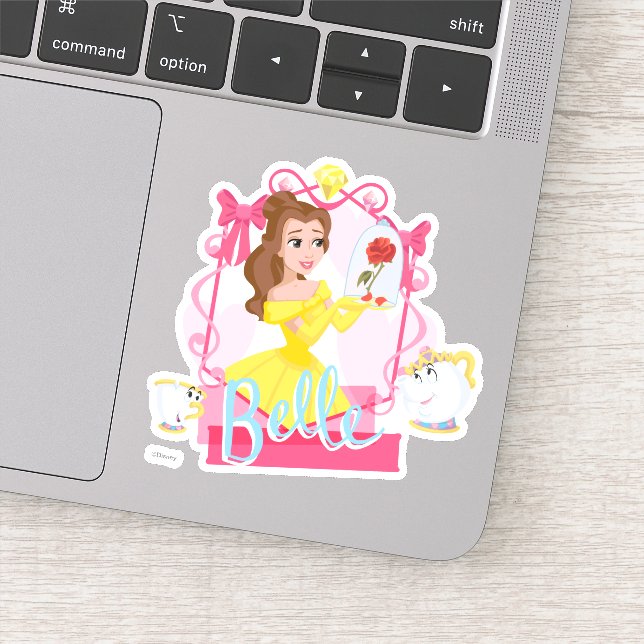 Belle With Enchanted Rose, Chip, & Mrs. Potts Sticker (Detail)