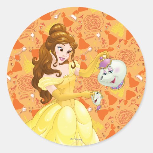 Belle with Mrs Potts and Chip Classic Round Sticker