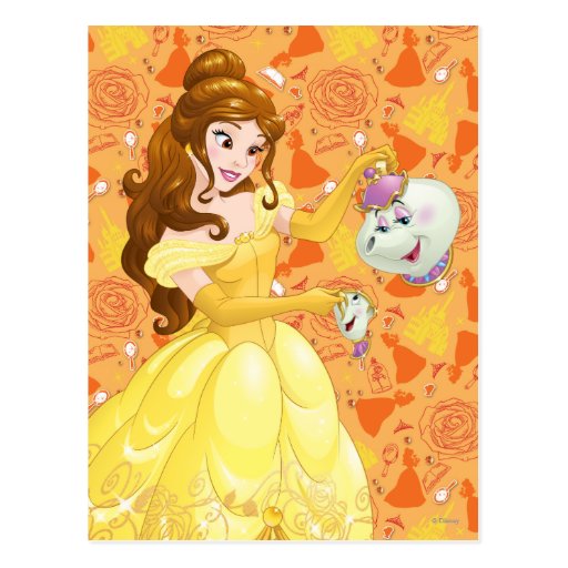 Belle with Mrs. Potts and Chip Postcard | Zazzle