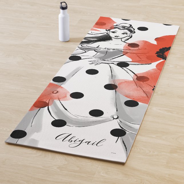 Belle With Poppies and Polka Dots - Add Your Name Yoga Mat (In Situ)