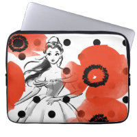 Belle With Poppies and Polka Dots Laptop Sleeve