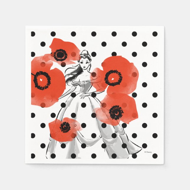 Belle With Poppies and Polka Dots Napkins (Front)