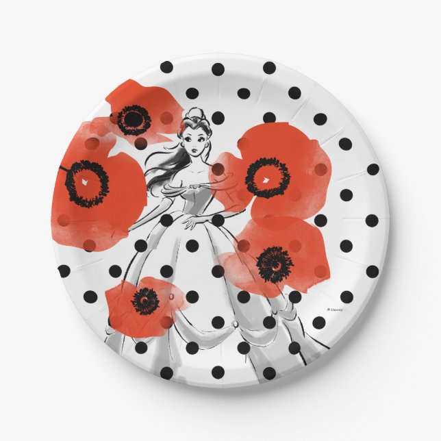 Belle With Poppies and Polka Dots Paper Plates (Front)