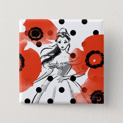 Belle With Poppies and Polka Dots Pinback Button