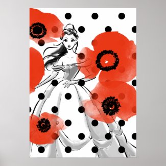 Belle With Poppies and Polka Dots Poster