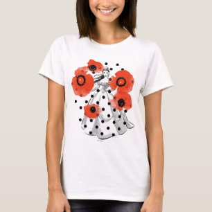 Belle With Poppies and Polka Dots T-Shirt