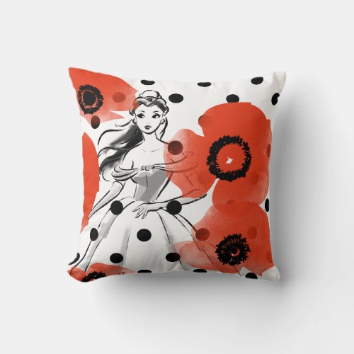 Belle With Poppies and Polka Dots Throw Pillow