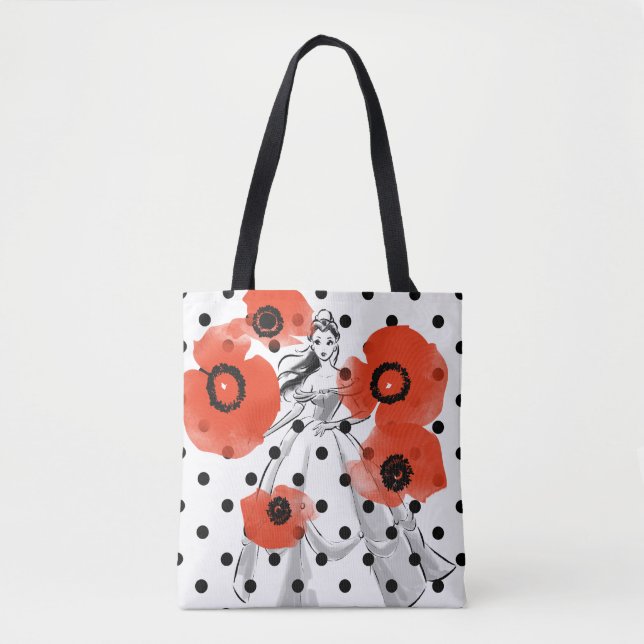 Belle With Poppies and Polka Dots Tote Bag (Front)