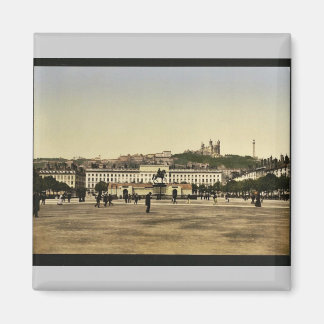 Bellecour Place, Lyons, France vintage Photochrom Magnet