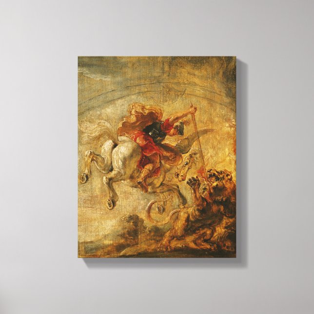 Bellerophon Riding Pegasus Fighting the Chimaera Canvas Print (Front)
