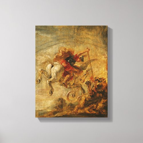 Bellerophon Riding Pegasus Fighting the Chimaera Canvas Print
