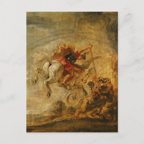 Bellerophon Riding Pegasus Fighting the Chimaera Postcard