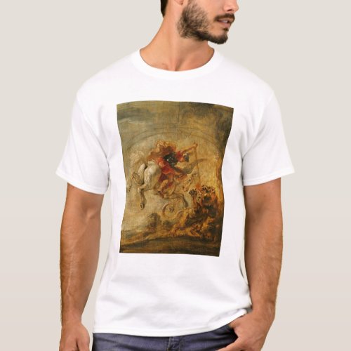 Bellerophon Riding Pegasus Fighting the Chimaera T_Shirt
