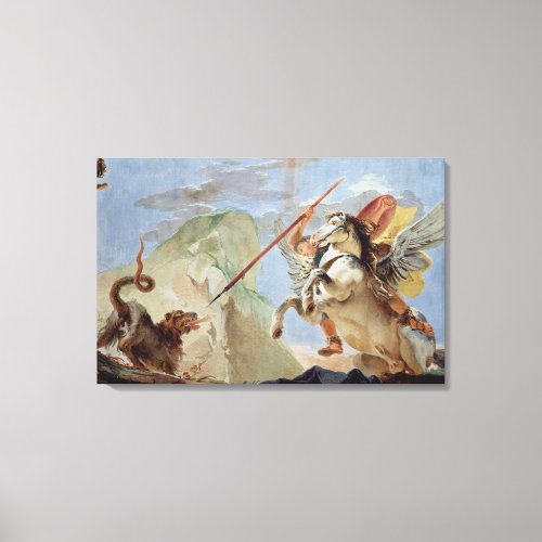 Bellerophon riding Pegasus slaying the Chimaera Canvas Print