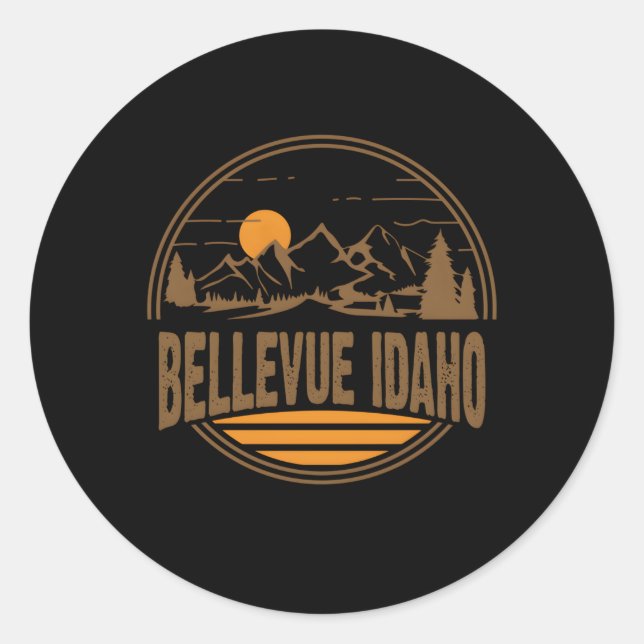 Bellevue Idaho Mountain Hiking Print Classic Round Sticker (Front)
