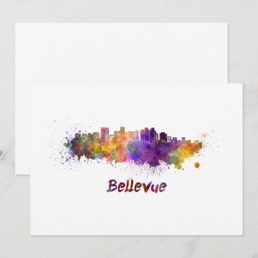 Bellevue skyline in watercolor (Front/Back)