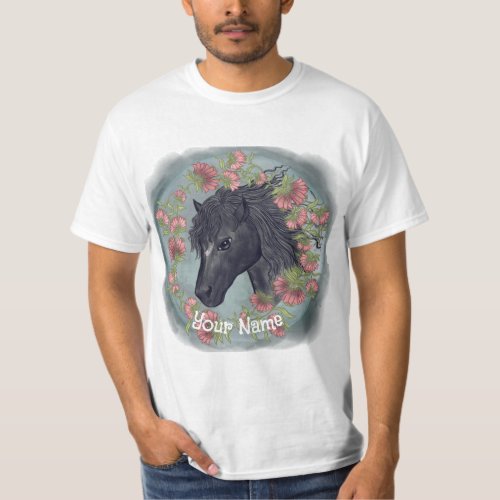 Bellflower Black Horse custom name horse  T_Shirt