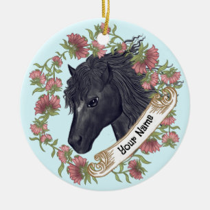 Bellflower Black Horse ornament