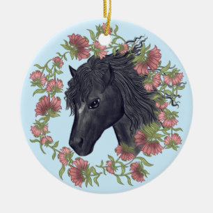 Bellflower Black Horse Ornament