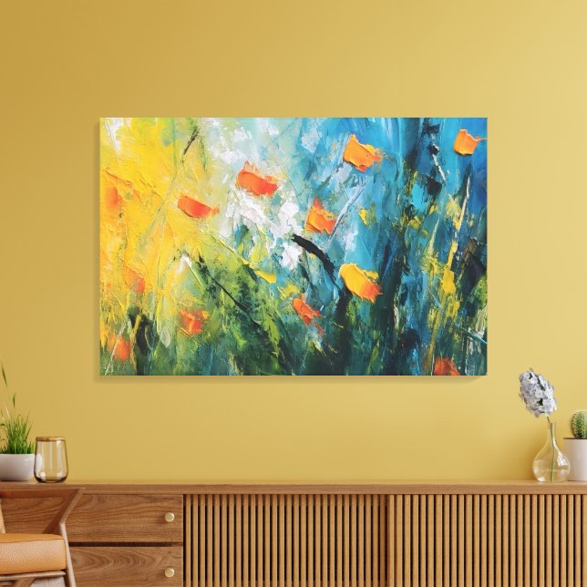 Bellflowers – Abstract Floral Meadow Canvas Print (Insitu(LivingRoom))