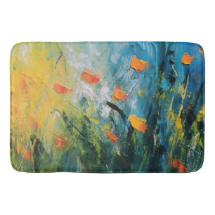 Bellflowers – Abstract Floral Meadow in Motion Bath Mat