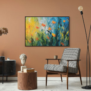 Bellflowers – Abstract Floral Meadow in Motion Canvas Print