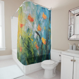 Bellflowers – Abstract Floral Meadow in Motion Shower Curtain