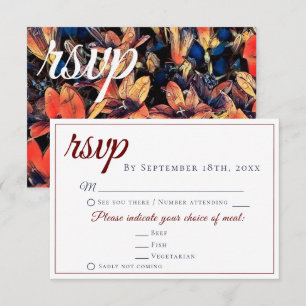 Bellflowers Orange Floral Wedding Menu Choice RSVP