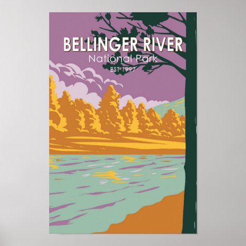 Bellinger River National Park Australia Vintage  Poster