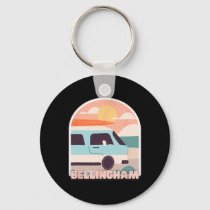 Bellingham Beach Retro Pastel Colors Sun And Surfi Keychain