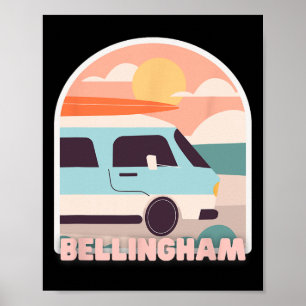 Bellingham Beach Retro Pastel Colors Sun And Surfi Poster