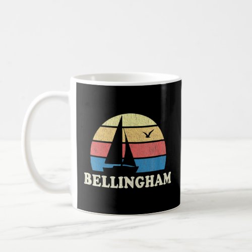 Bellingham Wa Vintage Sailboat 70s Throwback Sunse Coffee Mug