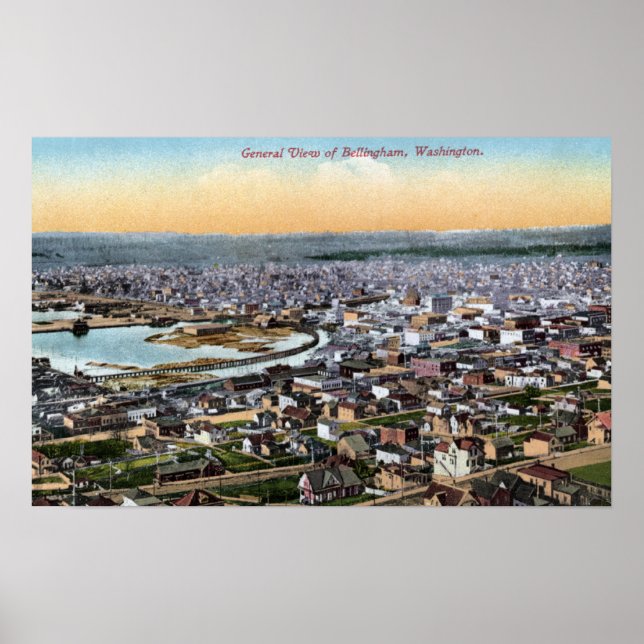 Bellingham, Washington - Aerial of City Poster (Front)