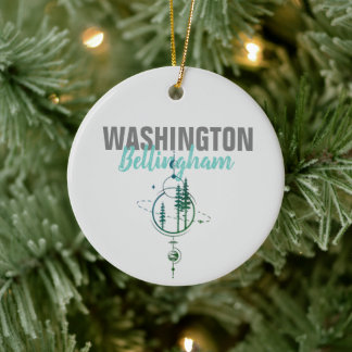 Bellingham Washington Geometric Trees Ceramic Ornament