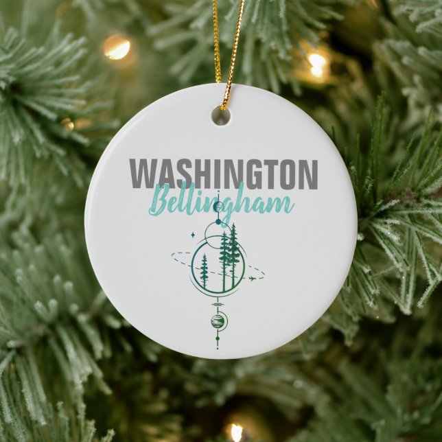 Bellingham Washington Geometric Trees Ceramic Ornament (Tree)