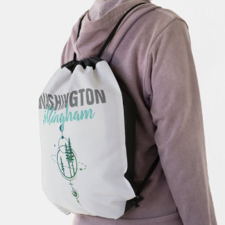 Bellingham Washington Geometric Trees Drawstring Bag