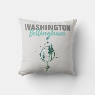 Bellingham Washington Geometric Trees Throw Pillow