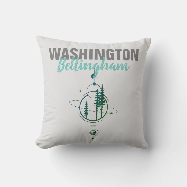 Bellingham Washington Geometric Trees Throw Pillow (Front)