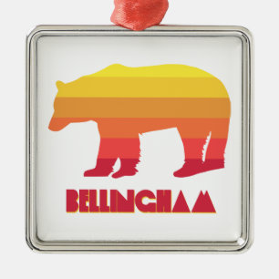 Bellingham Washington Rainbow Bear Metal Ornament