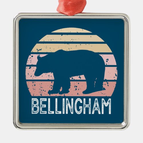 Bellingham Washington Retro Bear Metal Ornament
