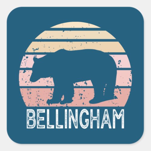 Bellingham Washington Retro Bear Square Sticker